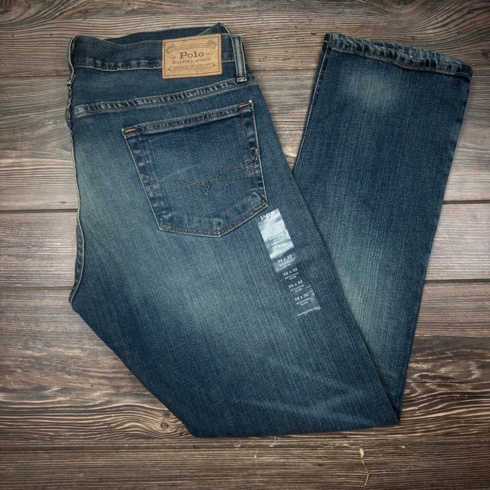 Polo Ralph Lauren Mens Size 34x32 Sullivan Slim Jeans Blue Medium Wash New